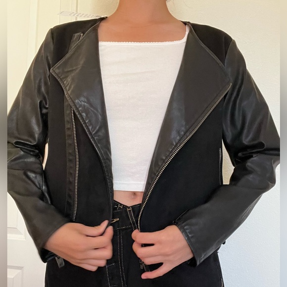 LUCKY BRAND FITTED BLACK LEATHER JACKET - Picture 2 of 4